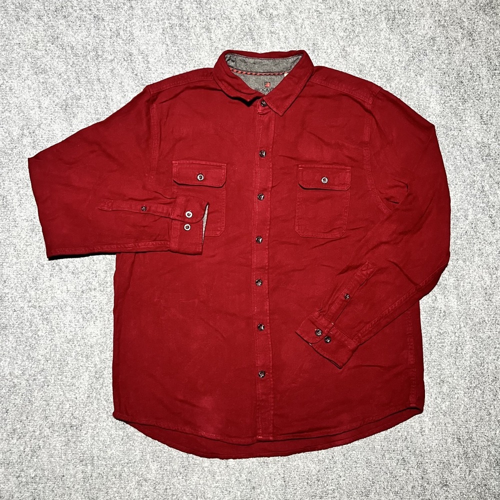 Woolrich Flannel Work Wear Shirt Mens XL Chore Cabin Lumber Pockets Solid‎ Red